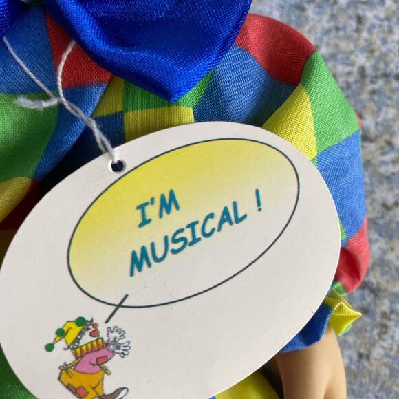 Vintage Musical Clown Doll with Porcelain Parts